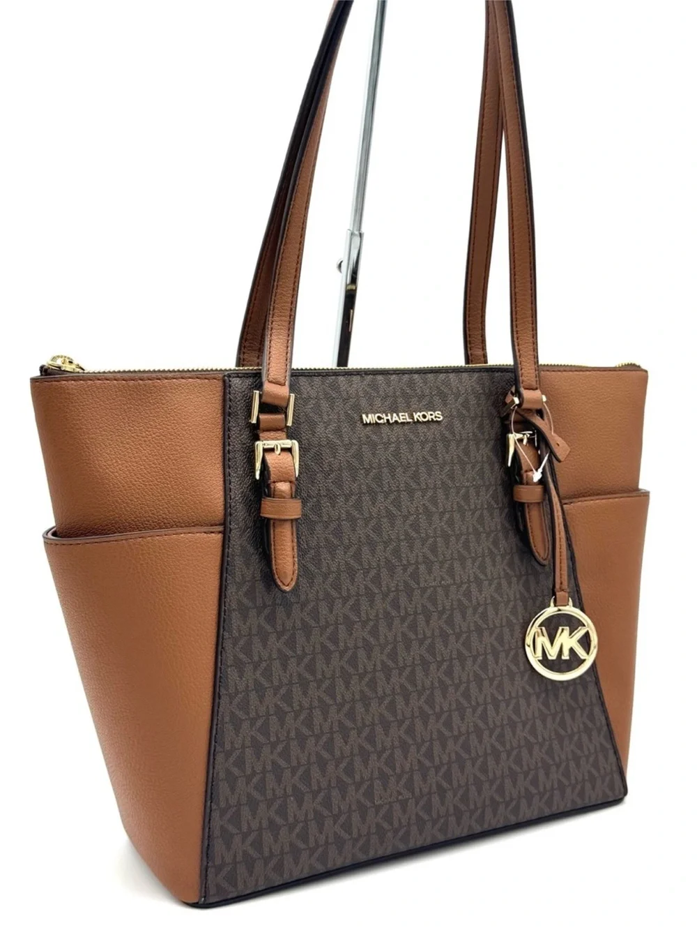 Michael Kors Large Charlotte Tote Bag Luggage Brown